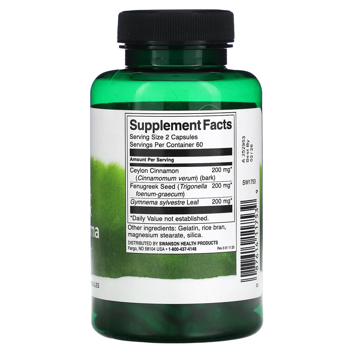 Swanson, Full Spectrum Cinnamon, Fenugreek, & Gymnema with Ceylon Cinnamon, 120 Capsules - Image 2