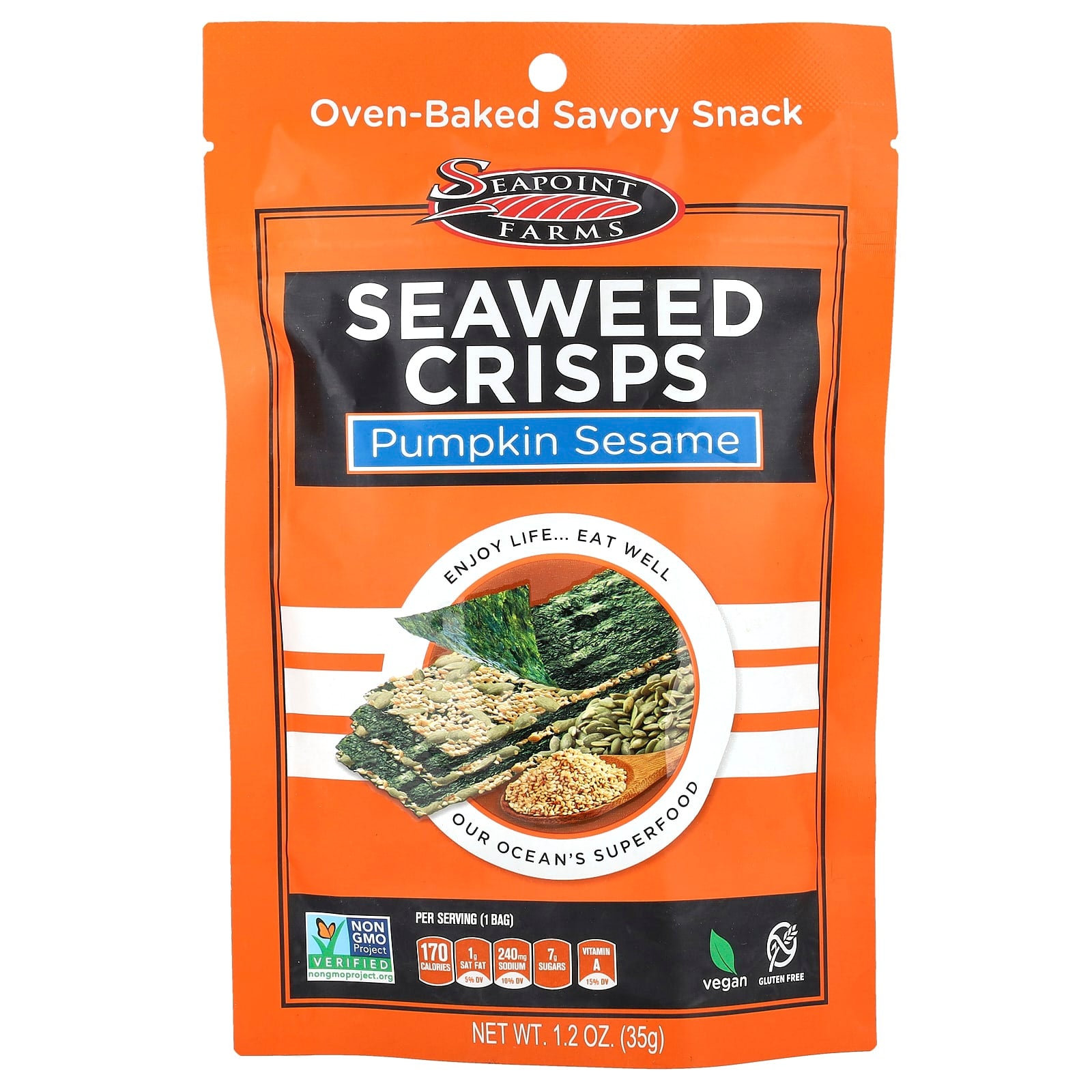 Seapoint Farms, Seaweed Crisps, Pumpkin Sesame, 1.2 oz (35 g) - Image 1