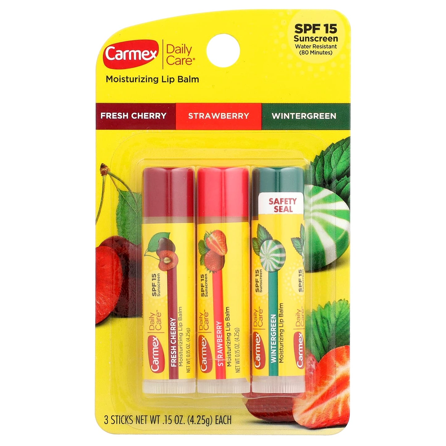 Carmex Daily Care Moisturizing Lip Balm SPF 15, 3 Pack, 0.15 oz - Image 2