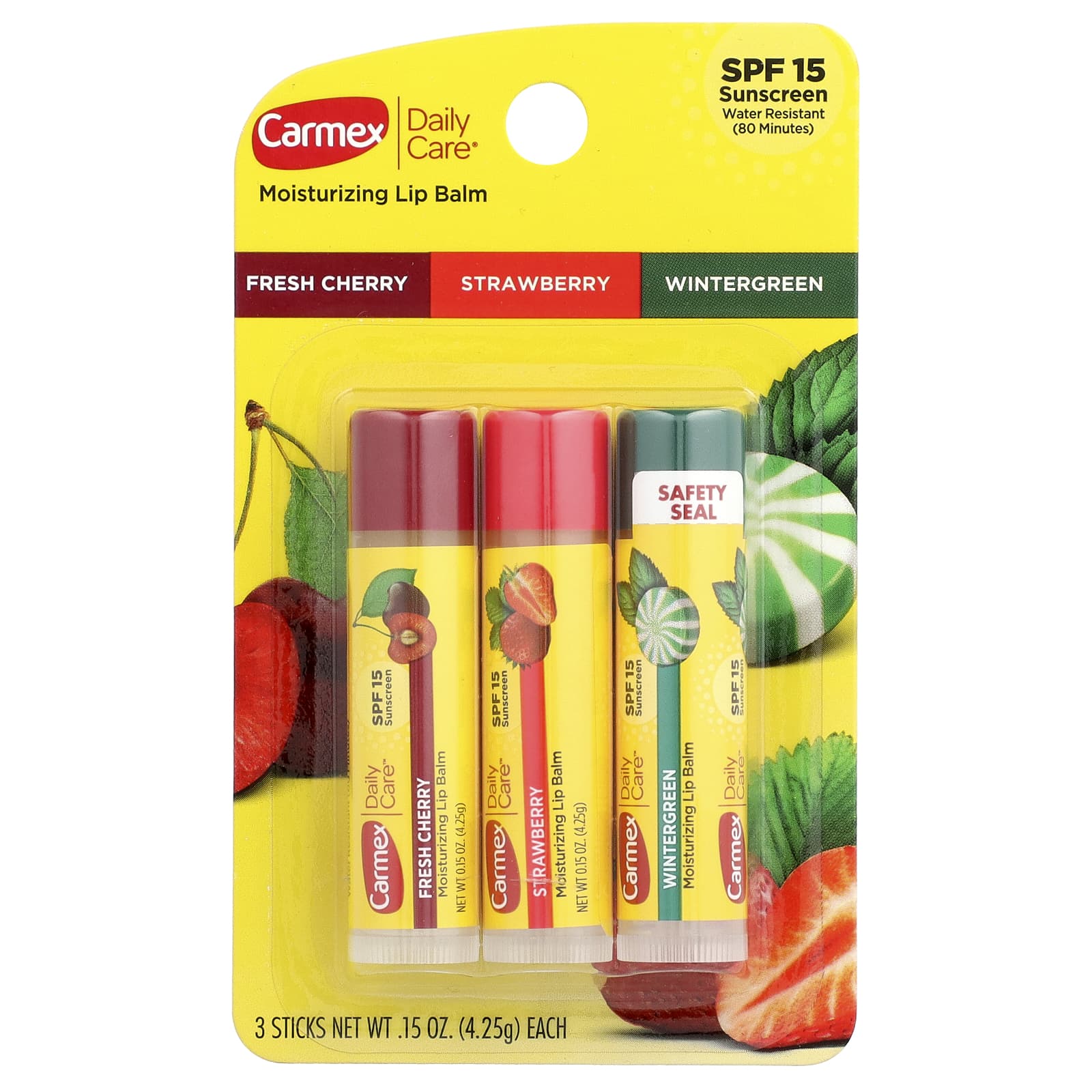 Carmex Daily Care Moisturizing Lip Balm SPF 15, 3 Pack, 0.15 oz - Image 2