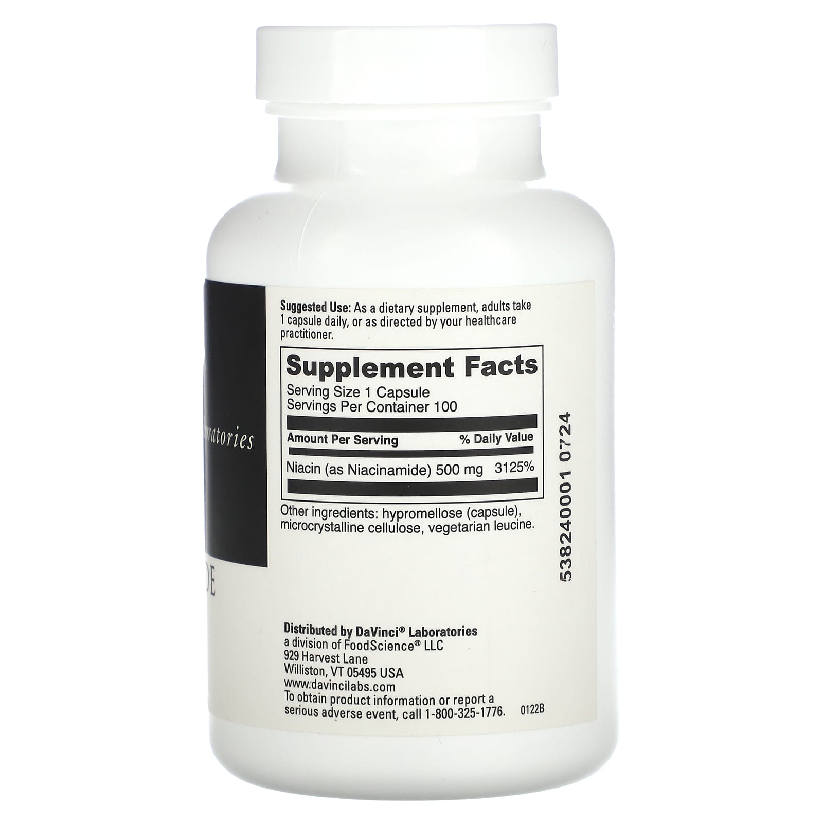 DaVinci Laboratories, Niacinamide, 500 mg, 100 Capsules