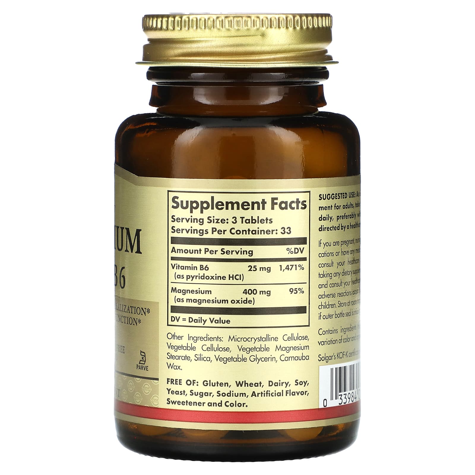 Solgar, Magnesium With B6, 100 Tablets - Image 2