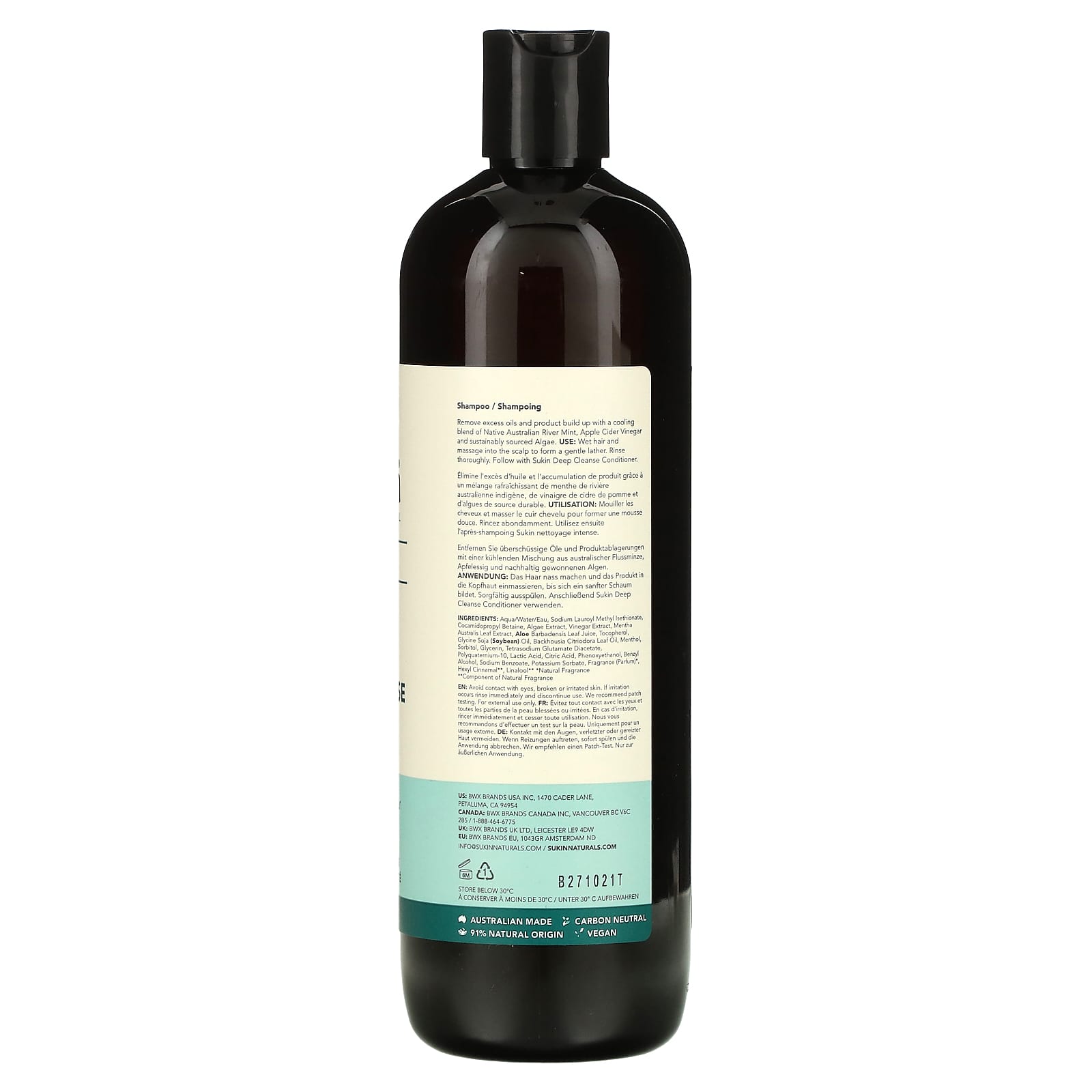 Sukin, Haircare, Deep Cleanse Shampoo, Oily & Congested Scalps, 16.9 fl oz (500 ml) - Image 2