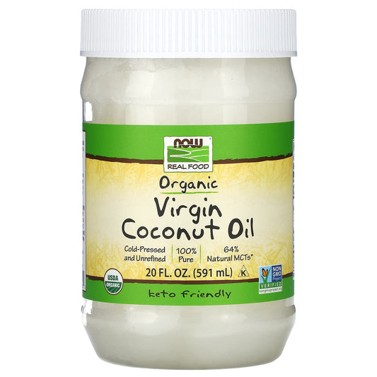 NOW Foods, Real Food, Organic Virgin Coconut Oil, 20 fl oz (591 ml) - Image 1