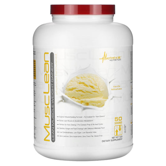 Metabolic Nutrition, MuscLean, Lean Muscle Weight Gainer, Vanilla Milkshake, 5 lb - Image 1