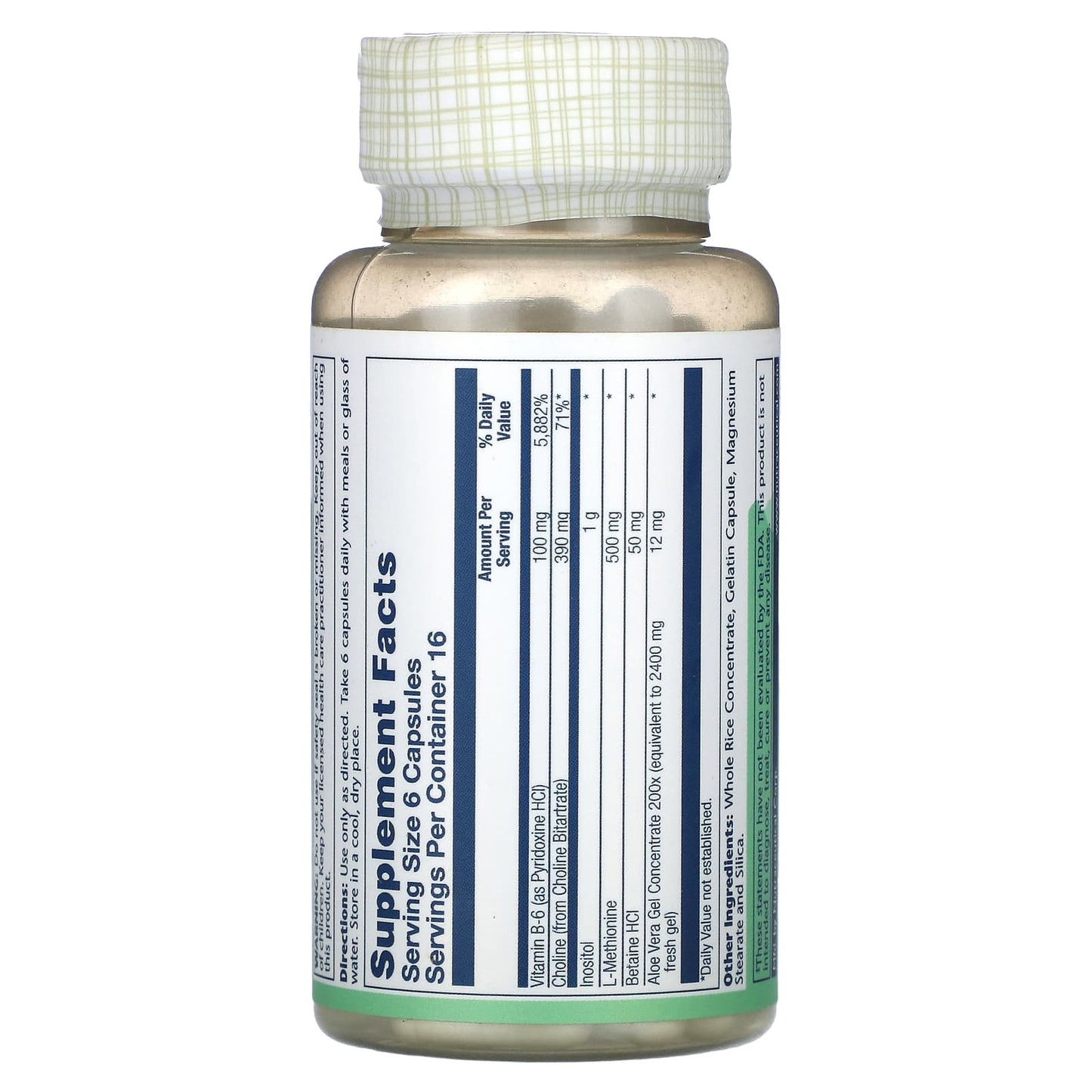 Solaray, Lipotropic 1000 Plus, 100 Capsules - Image 2