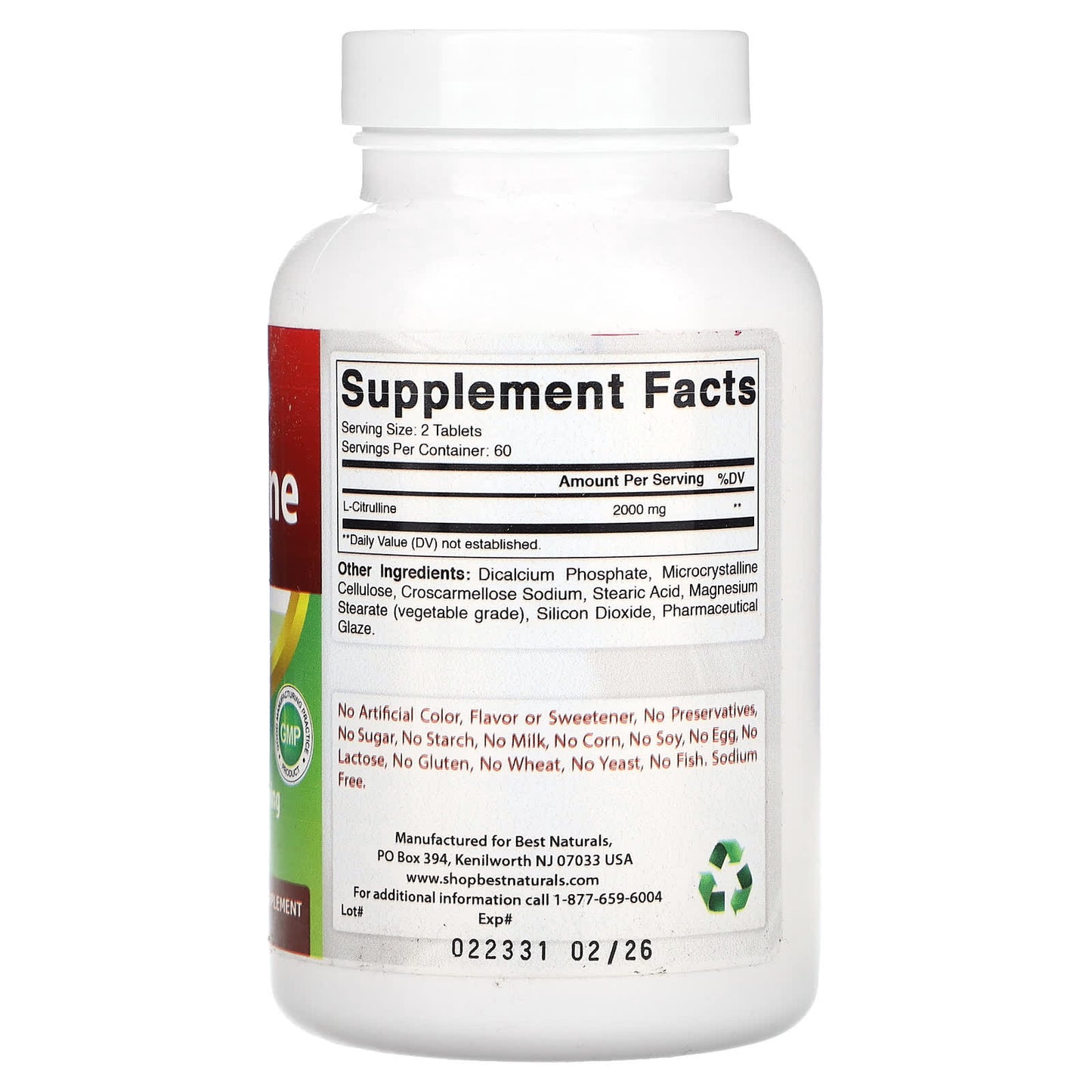 Boost Nitric Oxide with Best Naturals L-Citrulline 120 Tablets, 1000mg - Image 2