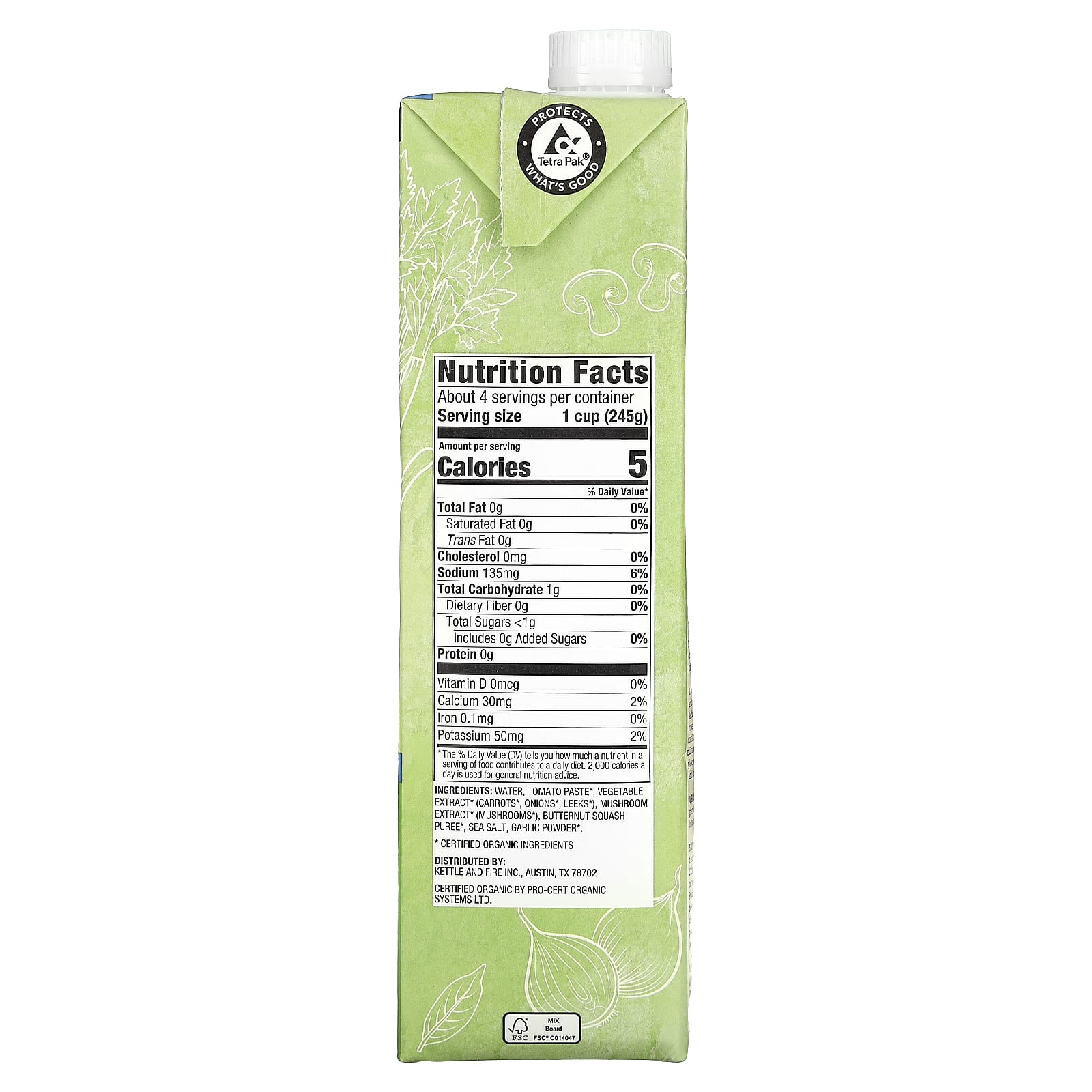 Kettle & Fire, Vegetable Broth, 32 oz (907 g) - Image 2