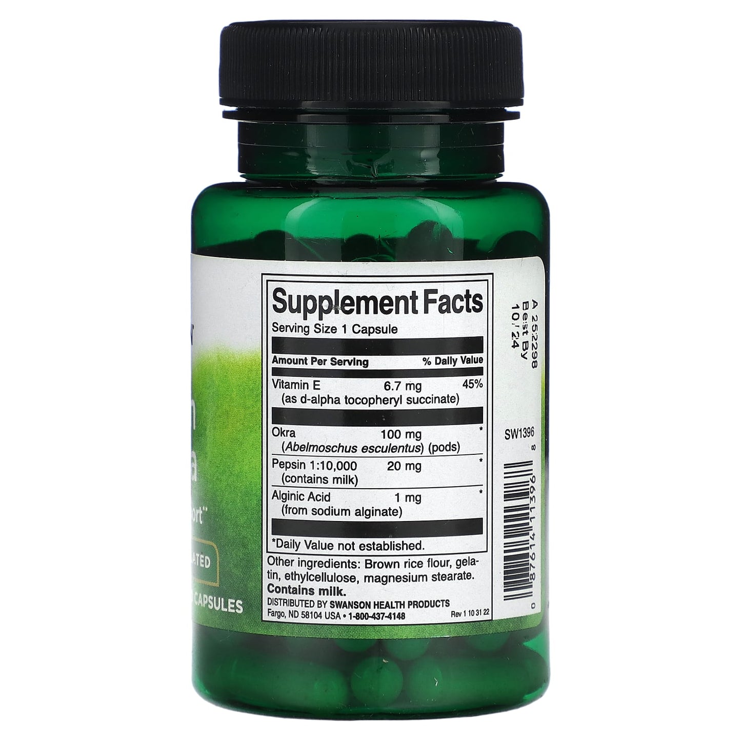 Swanson, Pepsin & Okra, 90 Capsules - Image 2