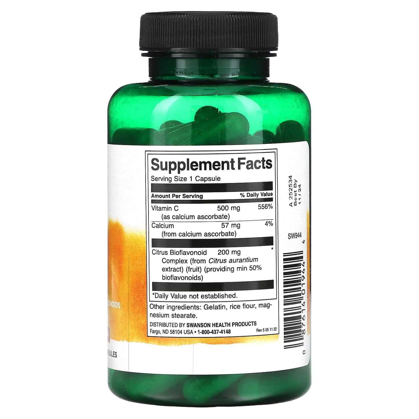 Swanson, Buffered Vitamin C with Bioflavonoids, 100 Capsules - Image 2