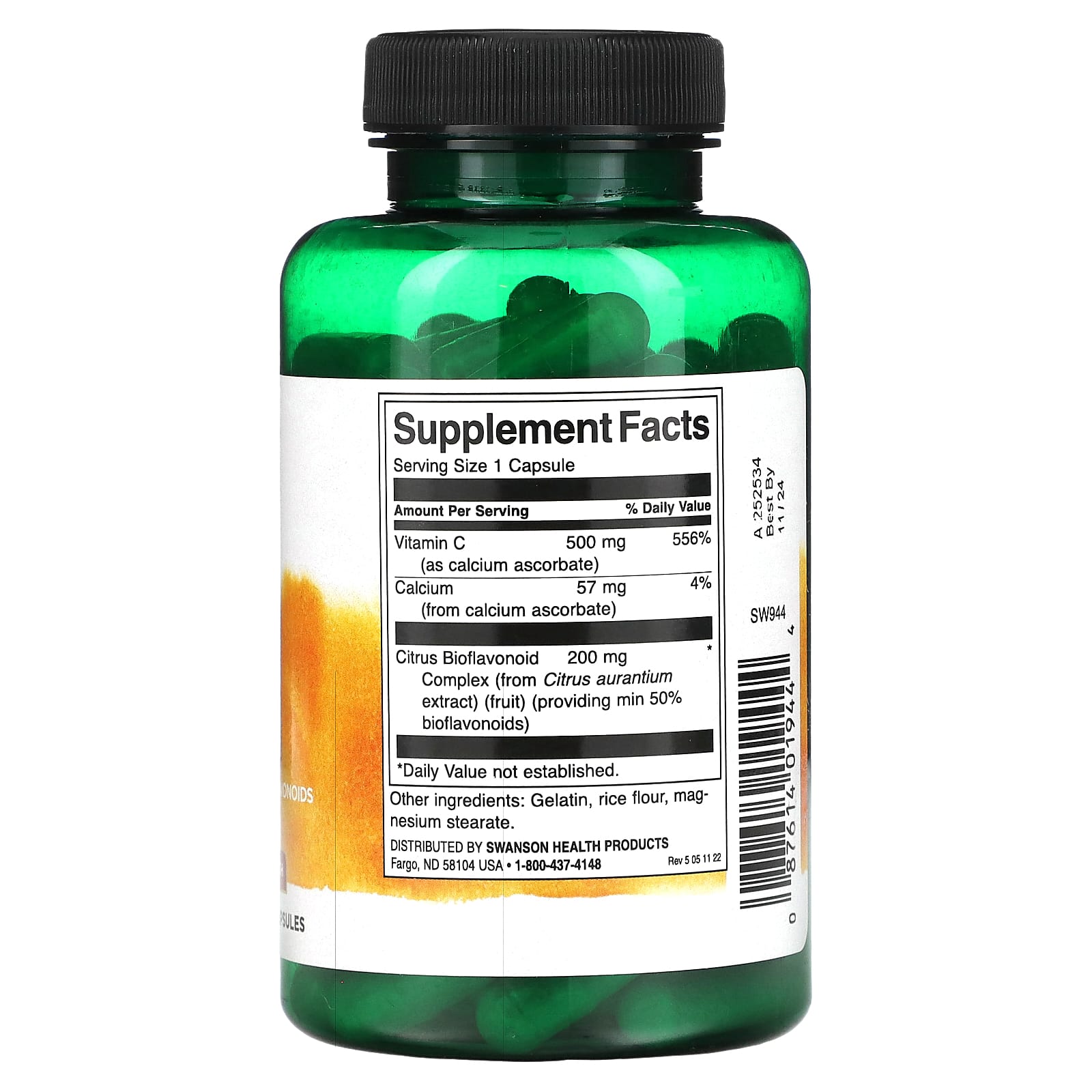 Swanson, Buffered Vitamin C with Bioflavonoids, 100 Capsules - Image 2