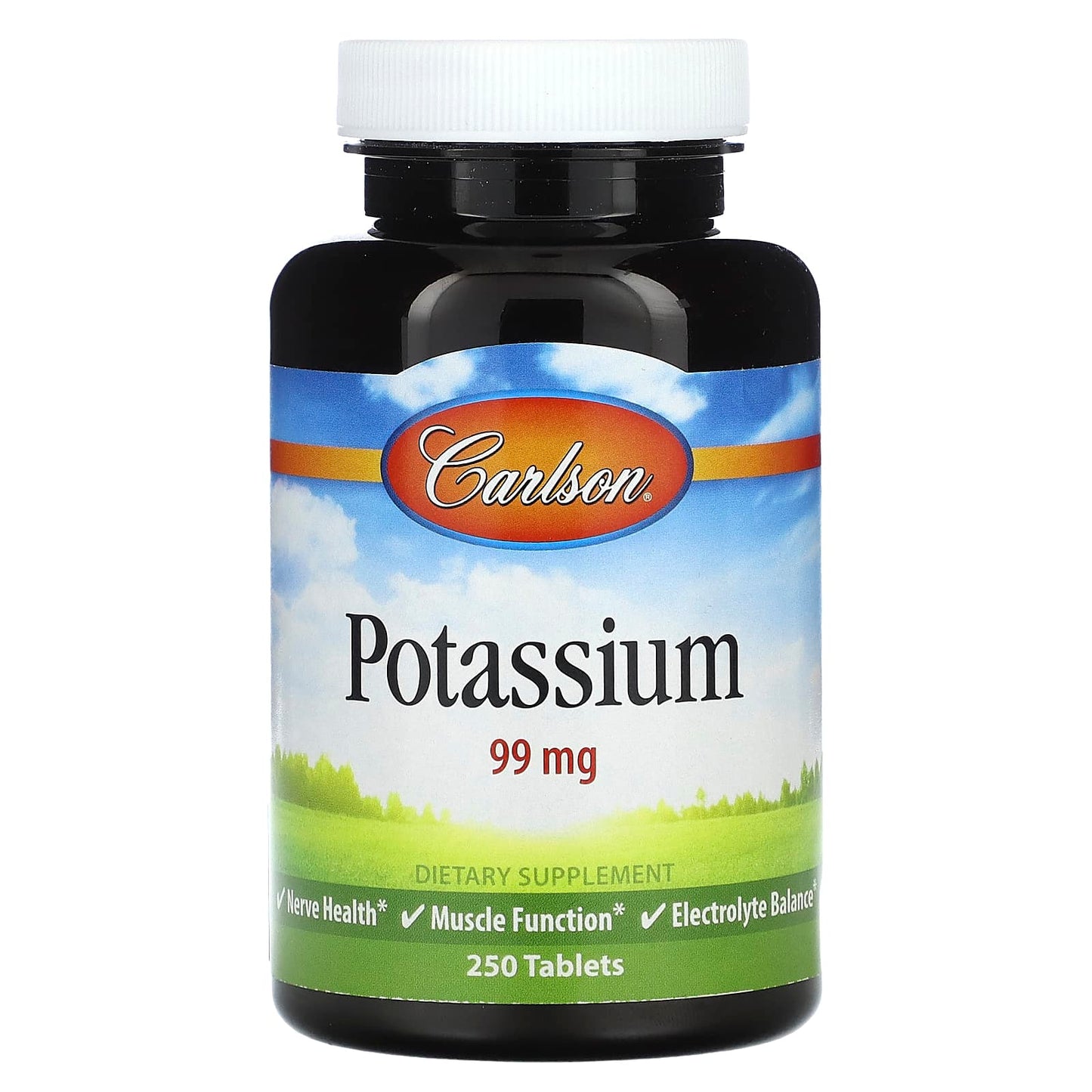Carlson Potassium Supplements 99mg, 250 Tablets for Heart Health - Image 1