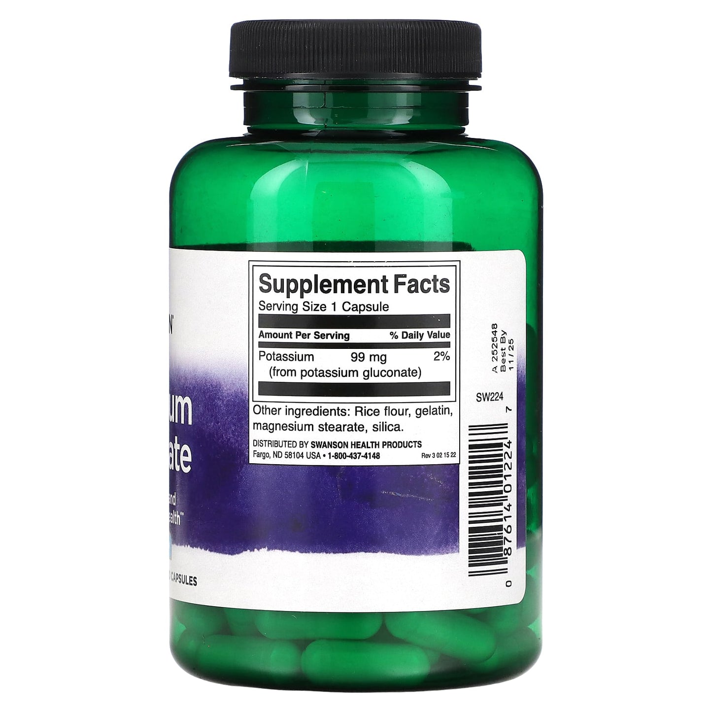 Swanson, Potassium Gluconate, 99 mg, 100 Capsules - Image 2
