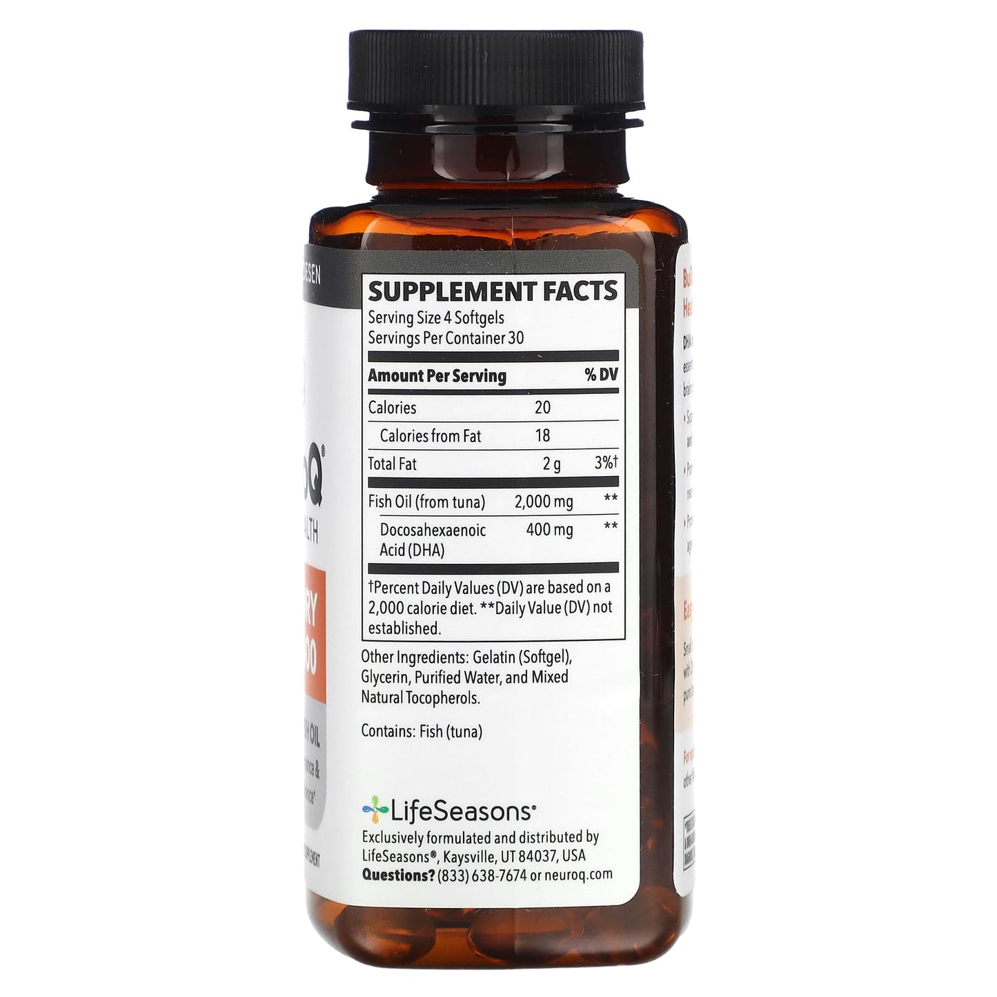 LifeSeasons, NeuroQ Brain Health, Memory DHA-400, 120 Softgels - Image 2
