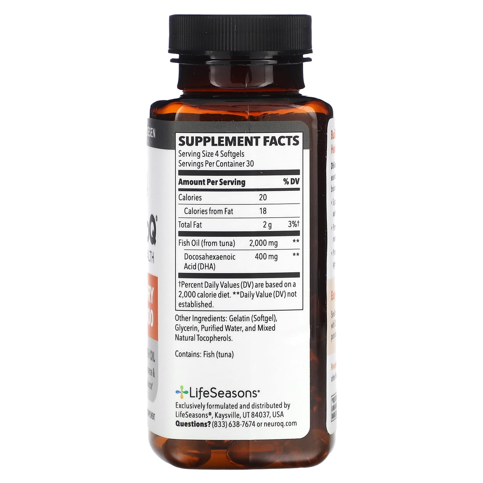 LifeSeasons, NeuroQ Brain Health, Memory DHA-400, 120 Softgels - Image 2