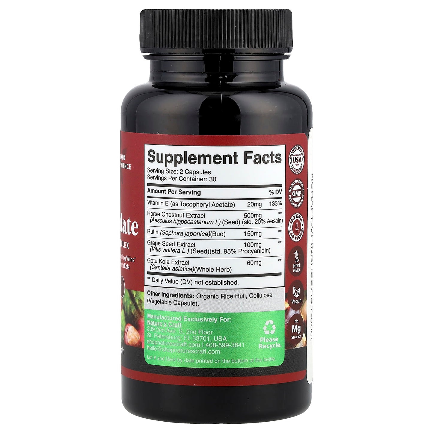 Nature's Craft, Pro-Circulate, Vein Support Complex, 60 Capsules - Image 2