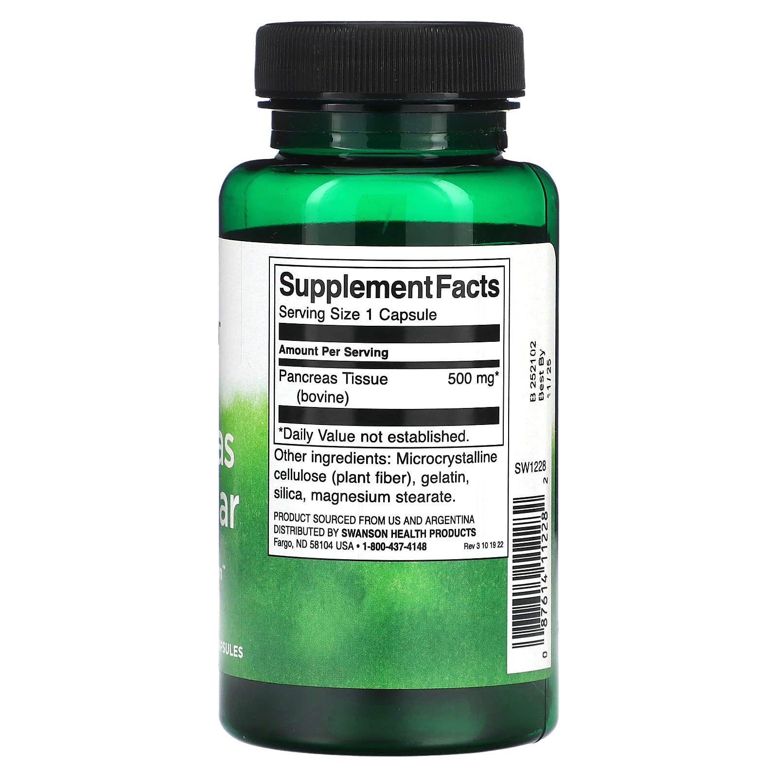 Swanson, Pancreas Glandular, 500 mg, 60 Capsules - Image 2