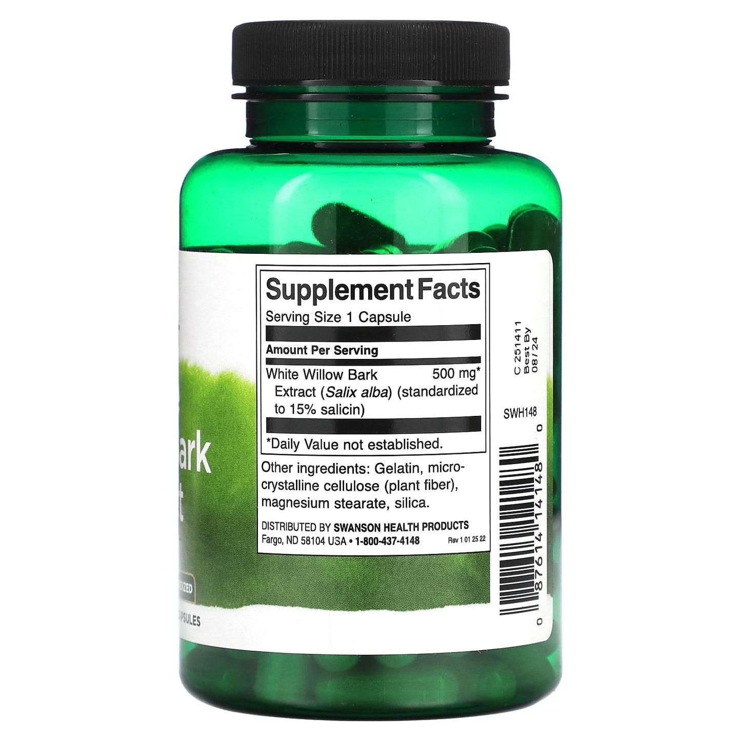 Swanson, White Willow Bark Extract, 500 mg, 120 Capsules - Image 2