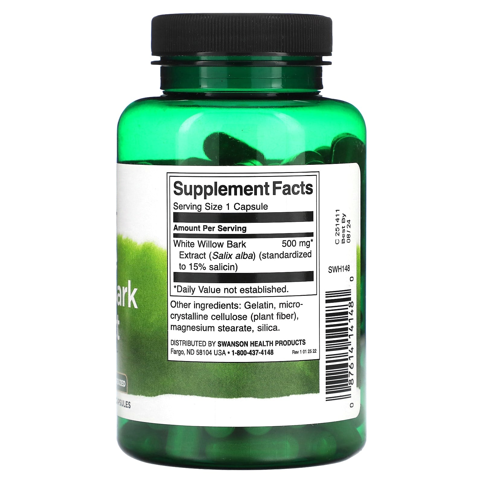 Swanson, White Willow Bark Extract, 500 mg, 120 Capsules - Image 2