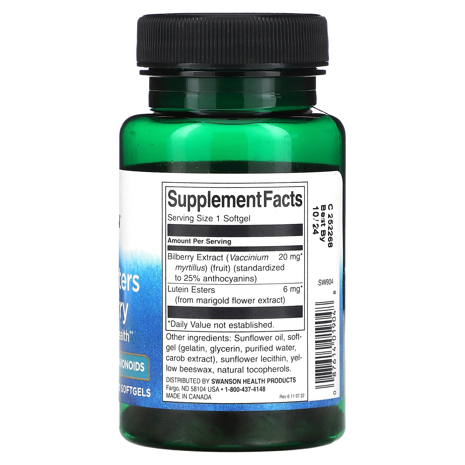 Swanson, Lutein Esters & Bilberry, 120 Softgels - Image 2