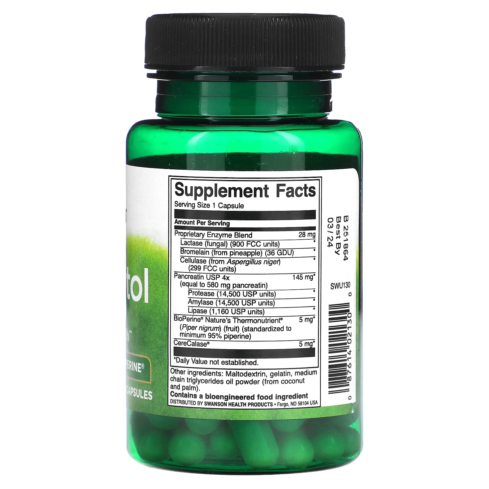 Swanson, Digestitol with Enzymes & Bioperine, 60 Capsules - Image 2