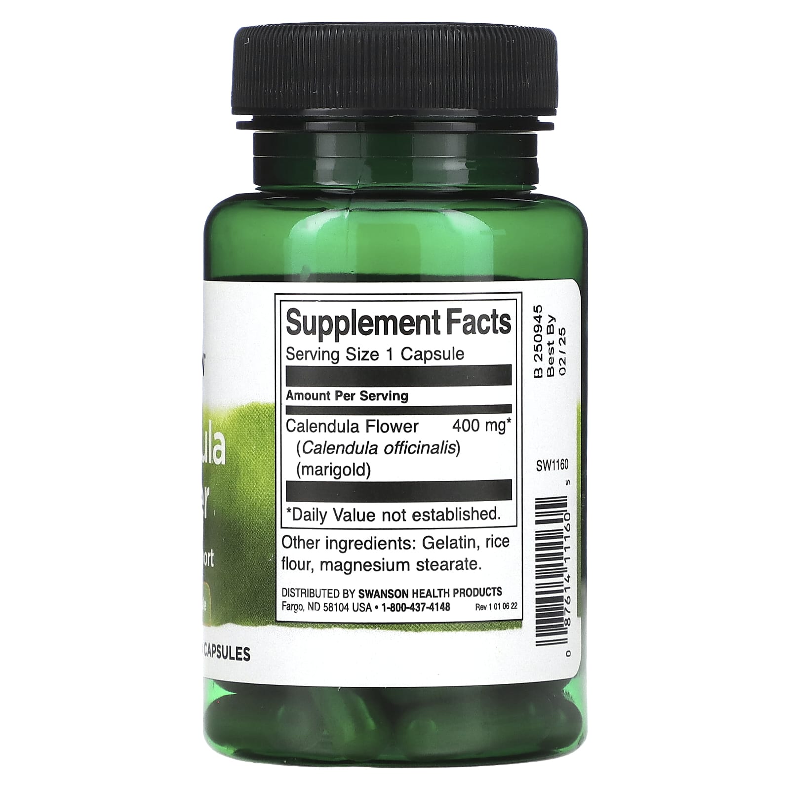 Swanson, Calendula Flower, 400 mg, 60 Capsules - Image 2