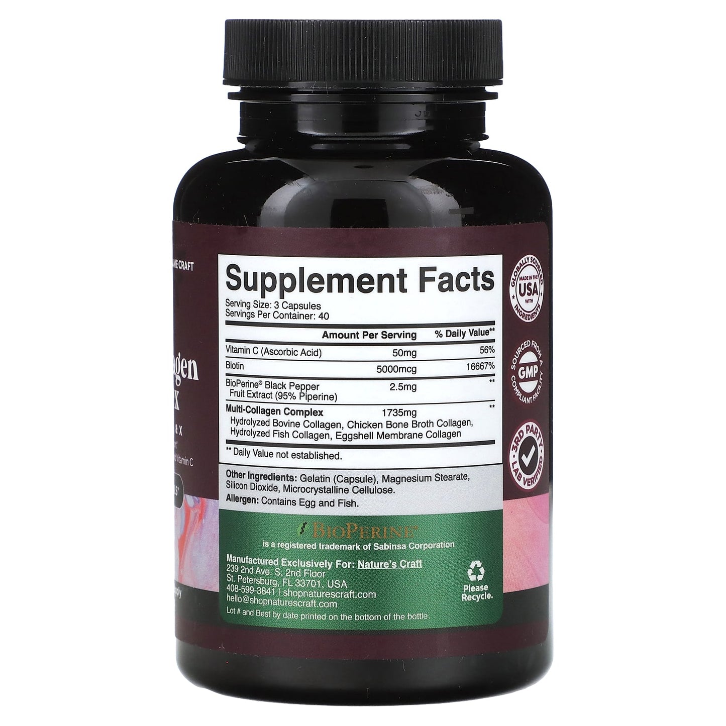 Nature's Craft, Multi Collagen Complex, 120 Capsules - Image 2