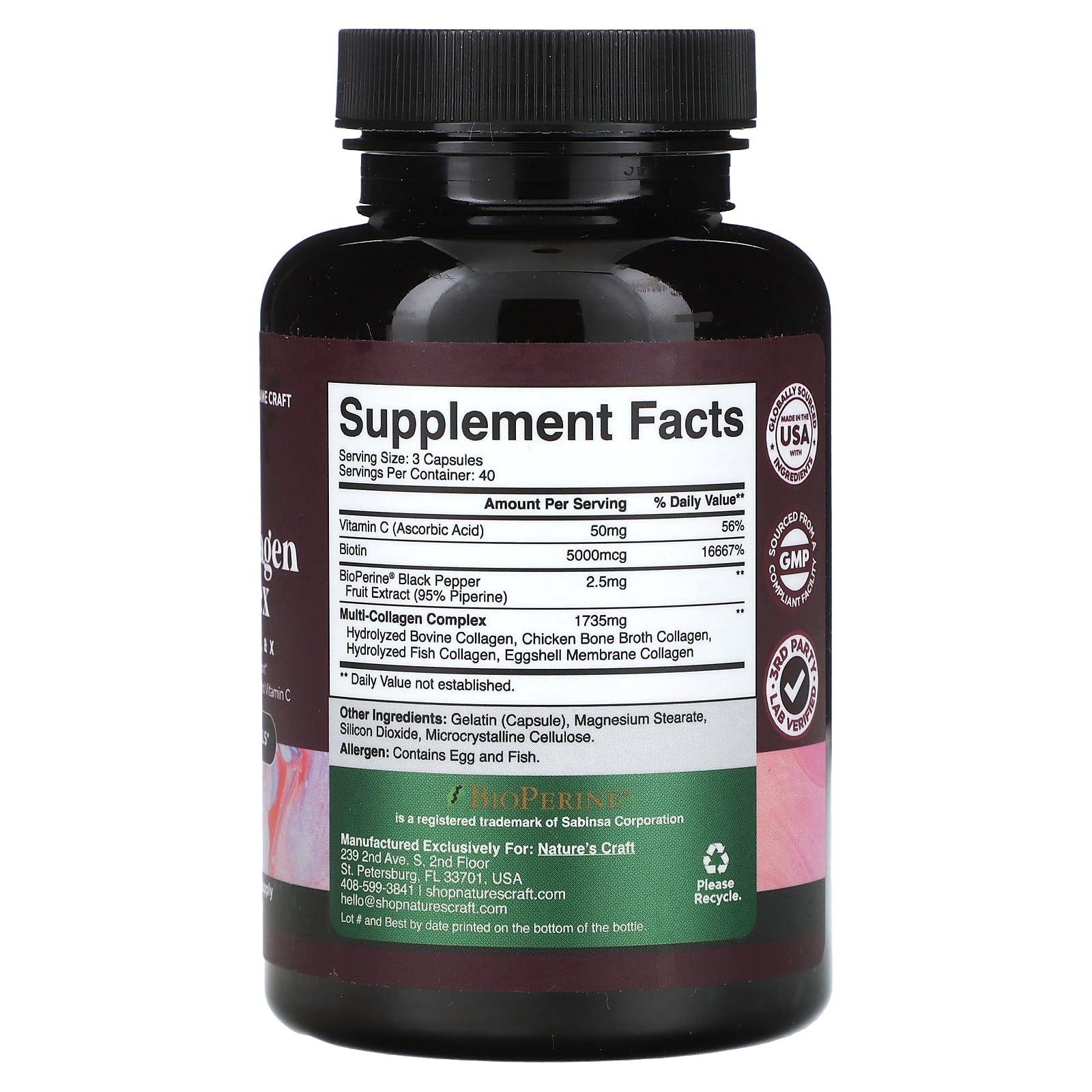 Nature's Craft, Multi Collagen Complex, 120 Capsules - Image 2
