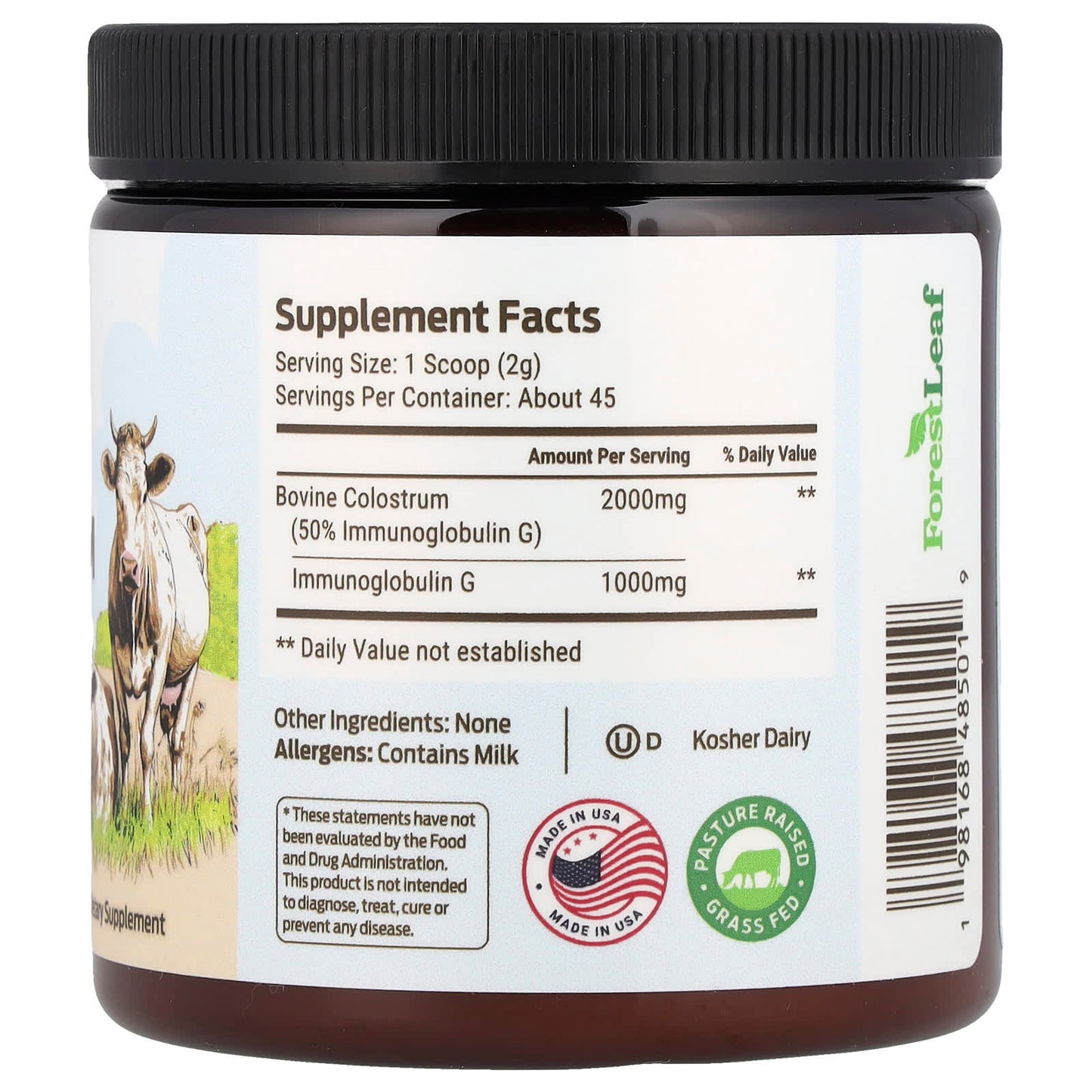 Forest Leaf Colostrum Powder for GI Tract Health & Immune Function, 90g - Image 2