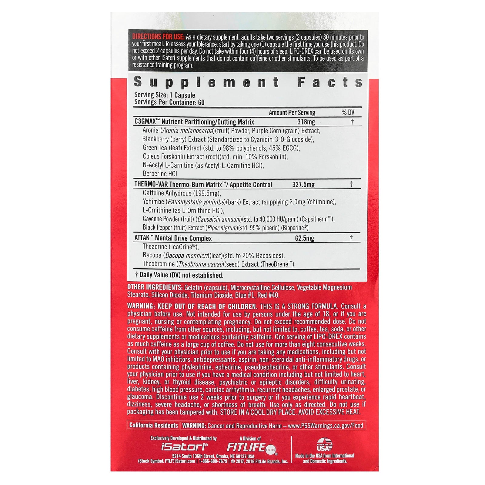 Isatori Lipo-Drex Maximum Strength Thermo Capsules - Burn Fat and Maintain Muscle - Image 2