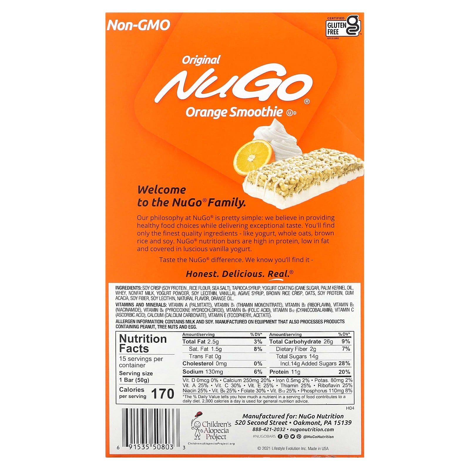 NuGo Nutrition, Orange Smoothie Bars, 15 Bars, 1.76 oz (50 g) Each - Image 2