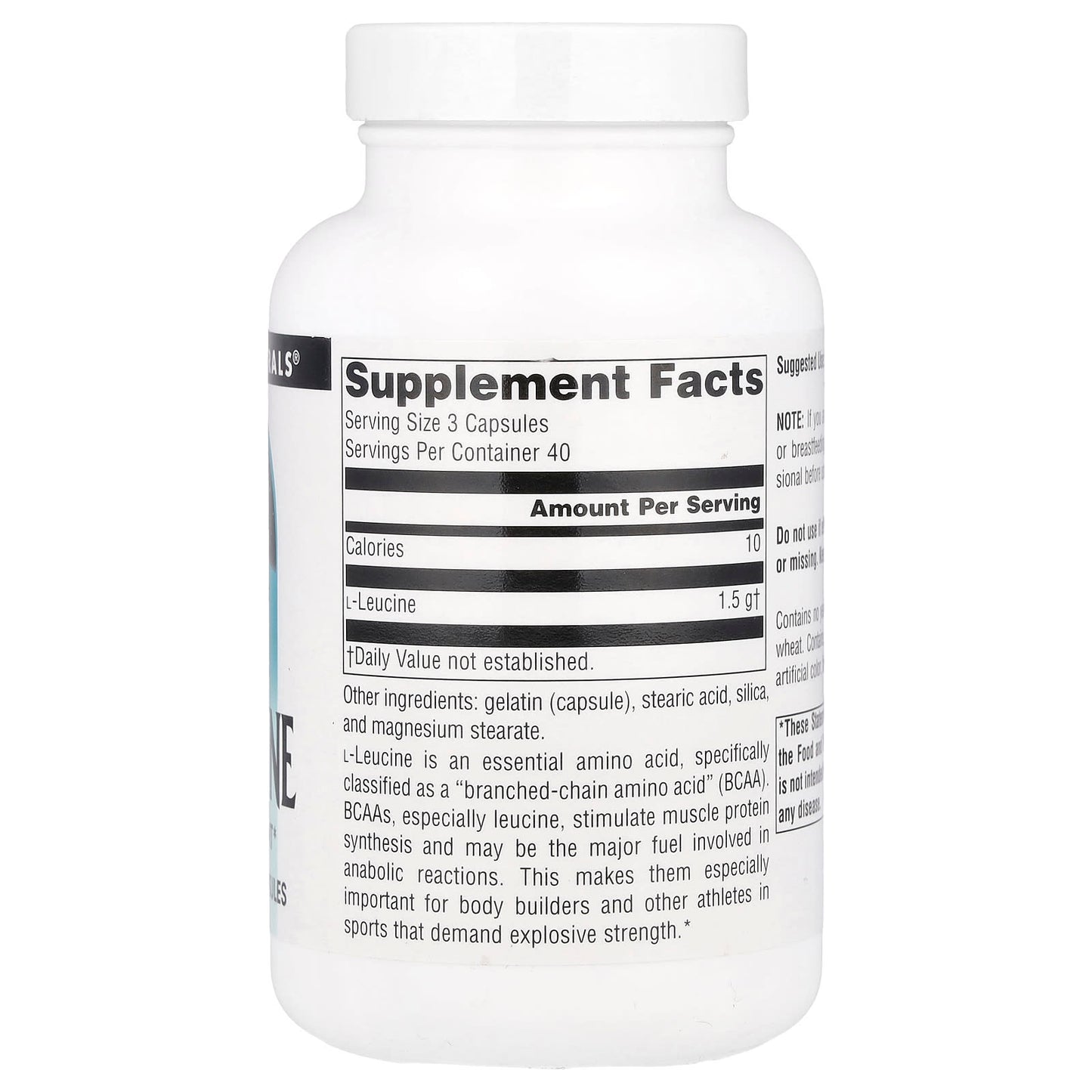 Source Naturals, Free-Form L-Leucine, 500 mg , 120 Capsules - Image 2