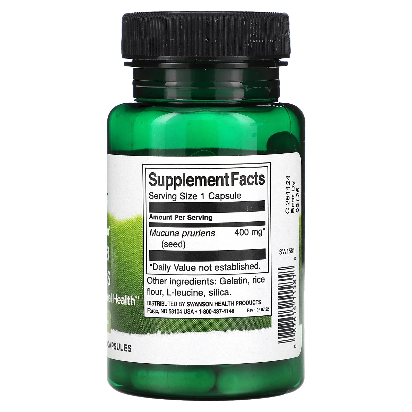 Swanson, Full Spectrum Mucuna Pruriens, 400 mg, 60 Capsules - Image 2