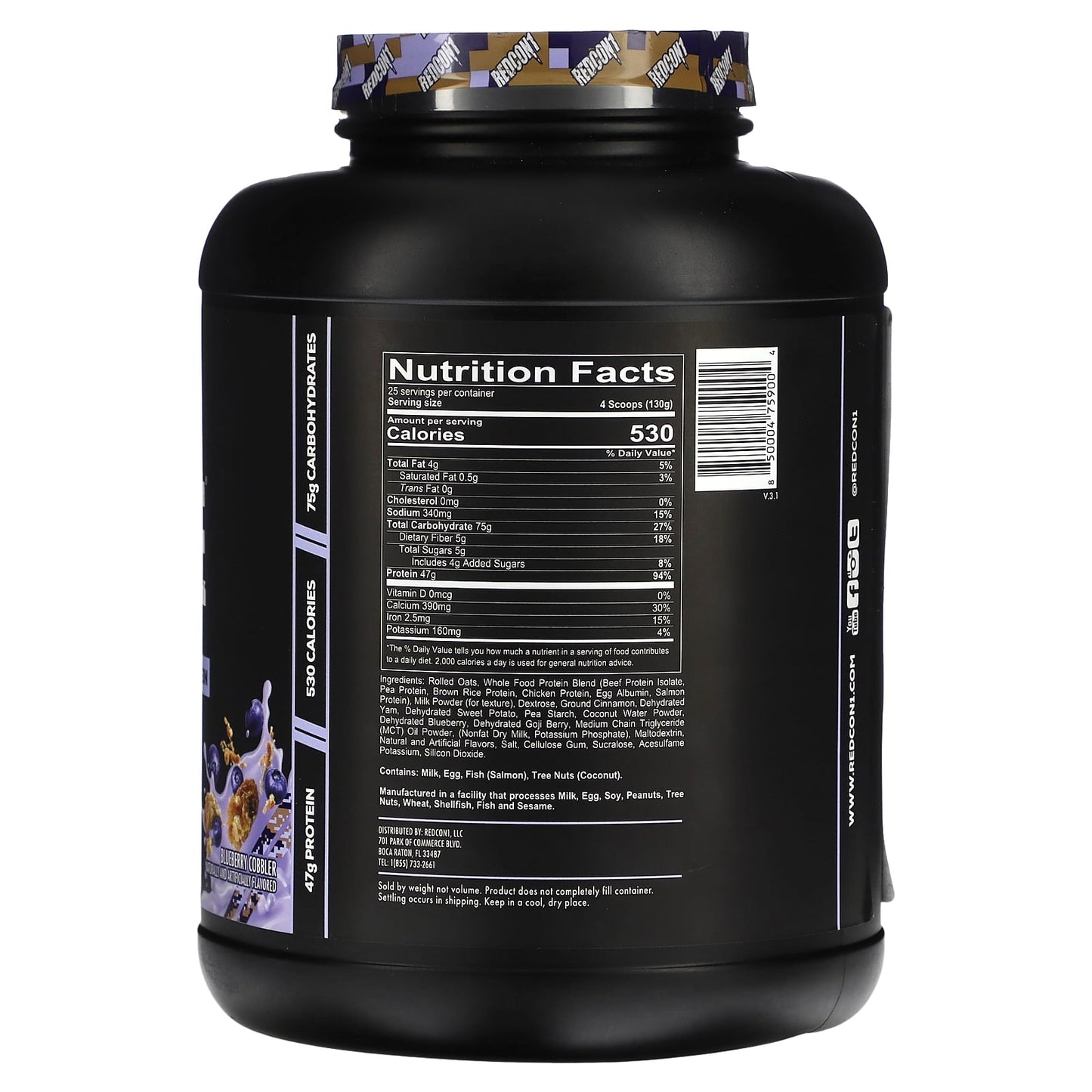 Redcon1, MRE, Whole Food Protein, Blueberry Cobbler, 7.16 lb (3,250 g) - Image 2