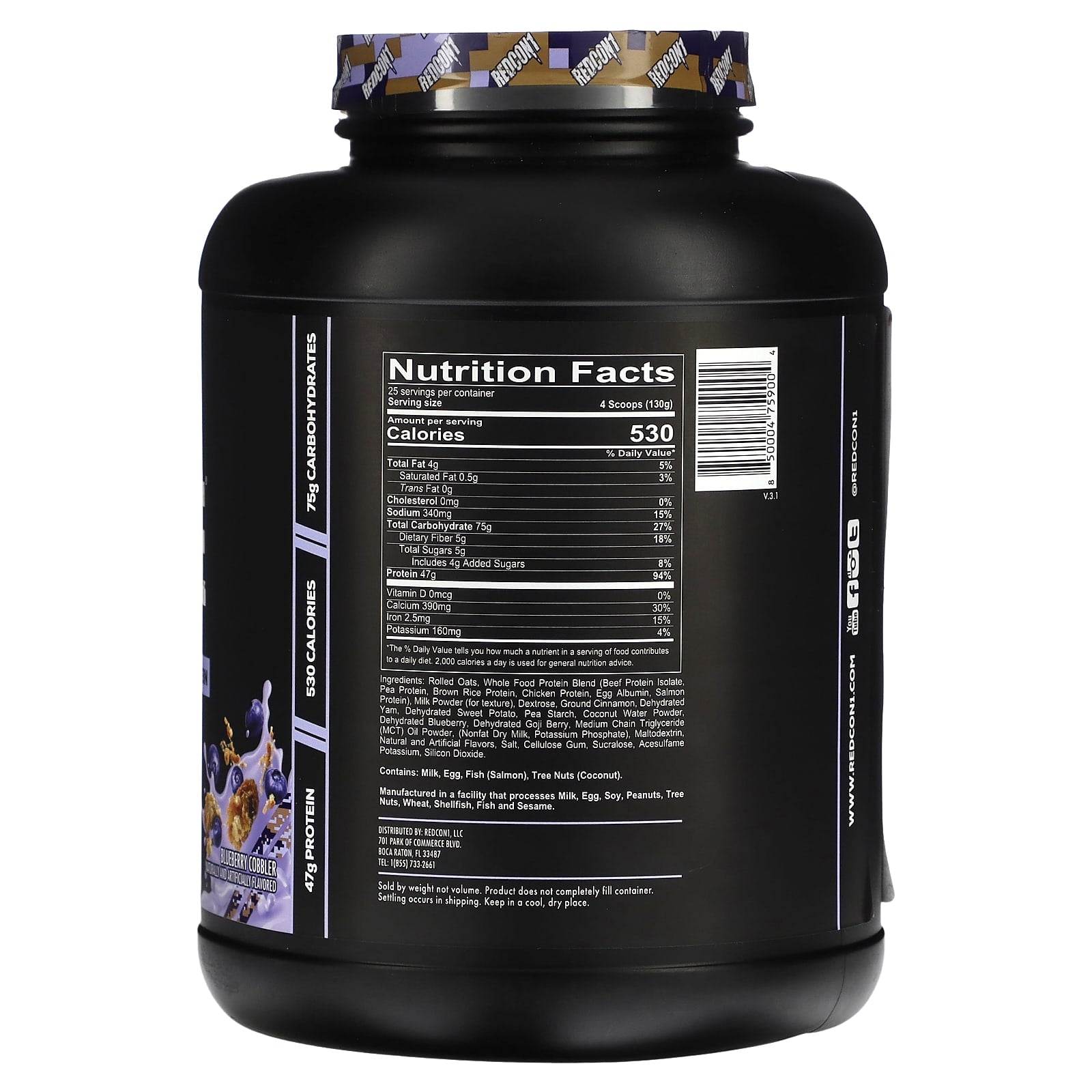 Redcon1, MRE, Whole Food Protein, Blueberry Cobbler, 7.16 lb (3,250 g) - Image 2