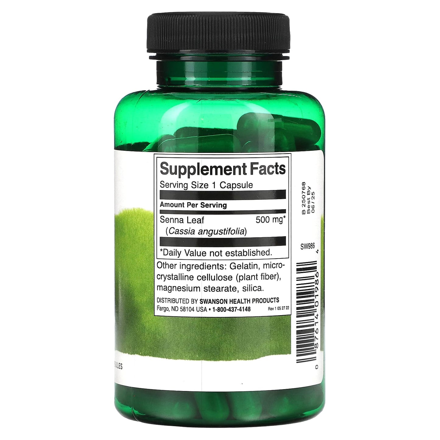 Swanson, Senna Leaf, 500 mg, 100 Capsules - Image 2