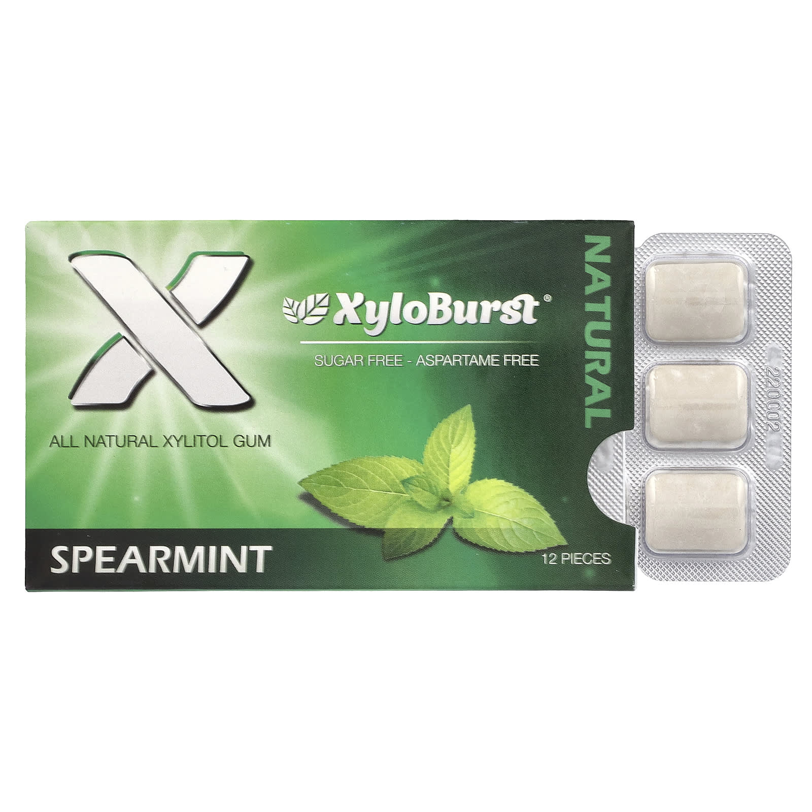 Xyloburst, Xylitol Gum, Spearmint, 12 Pieces - Image 1