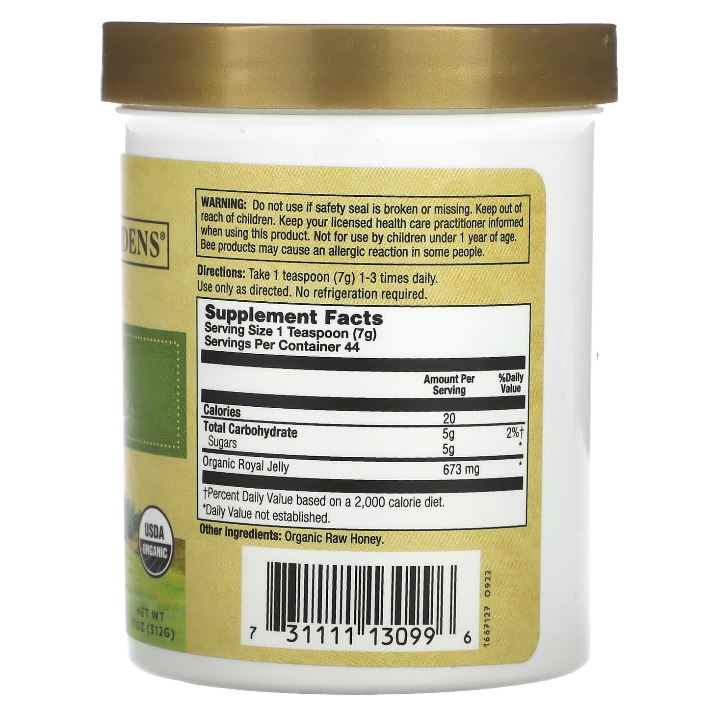 Zand, Organic Royal Jelly, In The Raw Honey, 11 oz (312 g) - Image 2
