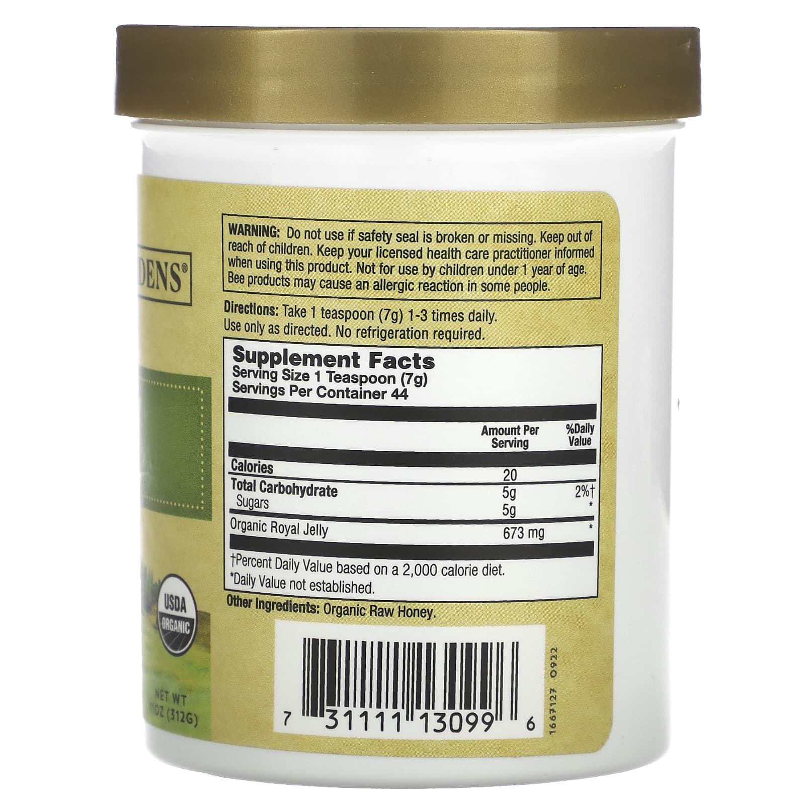 Zand, Organic Royal Jelly, In The Raw Honey, 11 oz (312 g) - Image 2