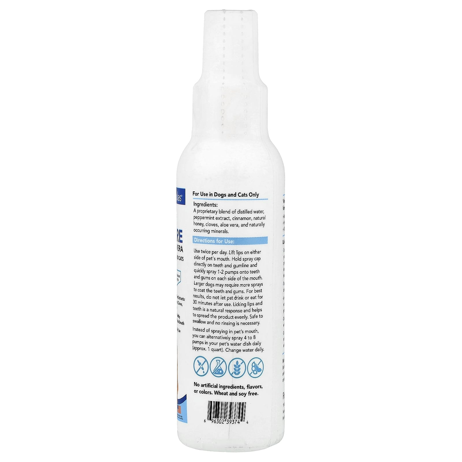 VetSmart Formulas, Total Oral Care Spray with Aloe Vera, Dogs and Cats, 4 fl oz (118 ml) - Image 2