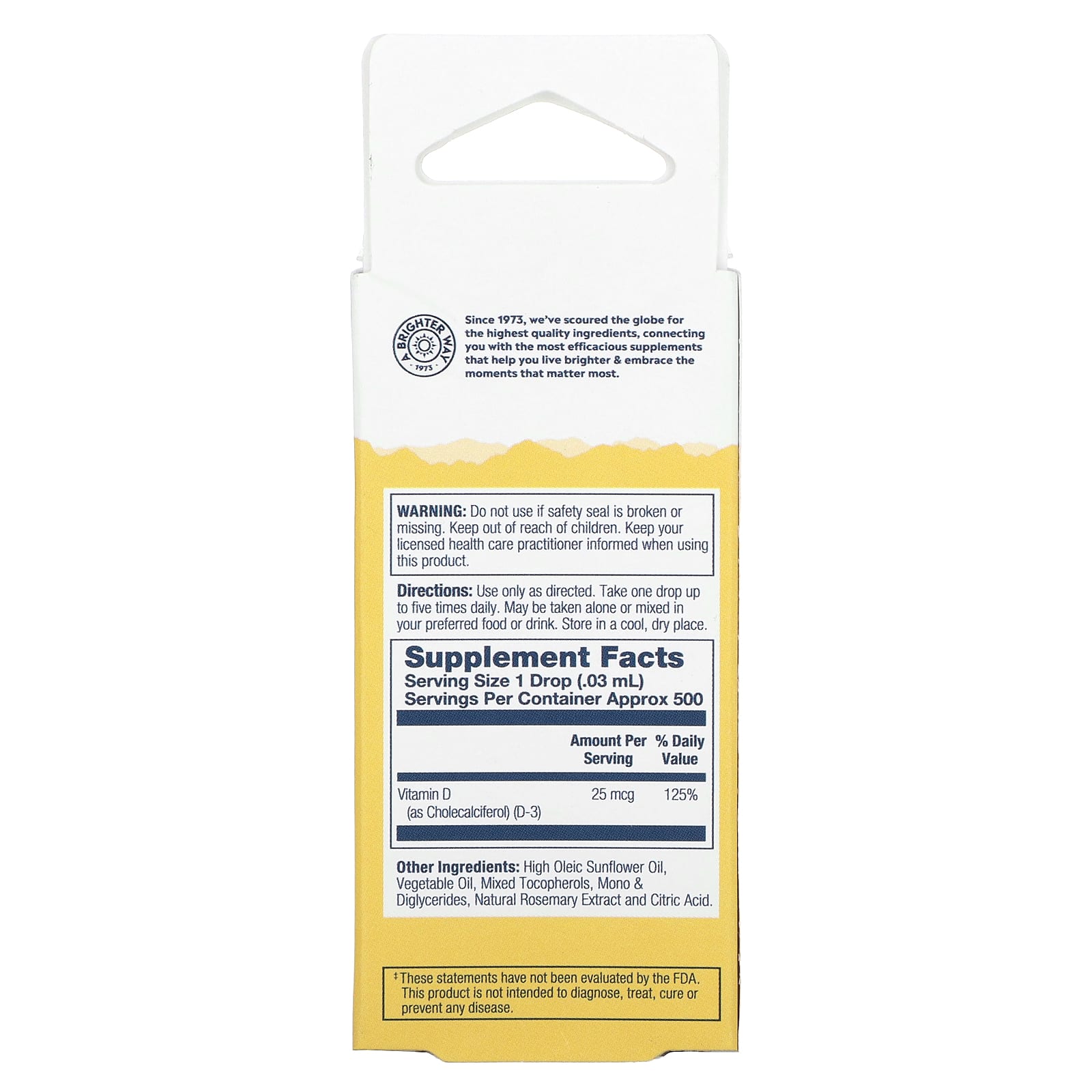 Solaray, Vitamin D-3 In Sunflower Oil, Naturally Unflavored, 25 mcg, 0.5 fl oz (14.8 ml) - Image 2