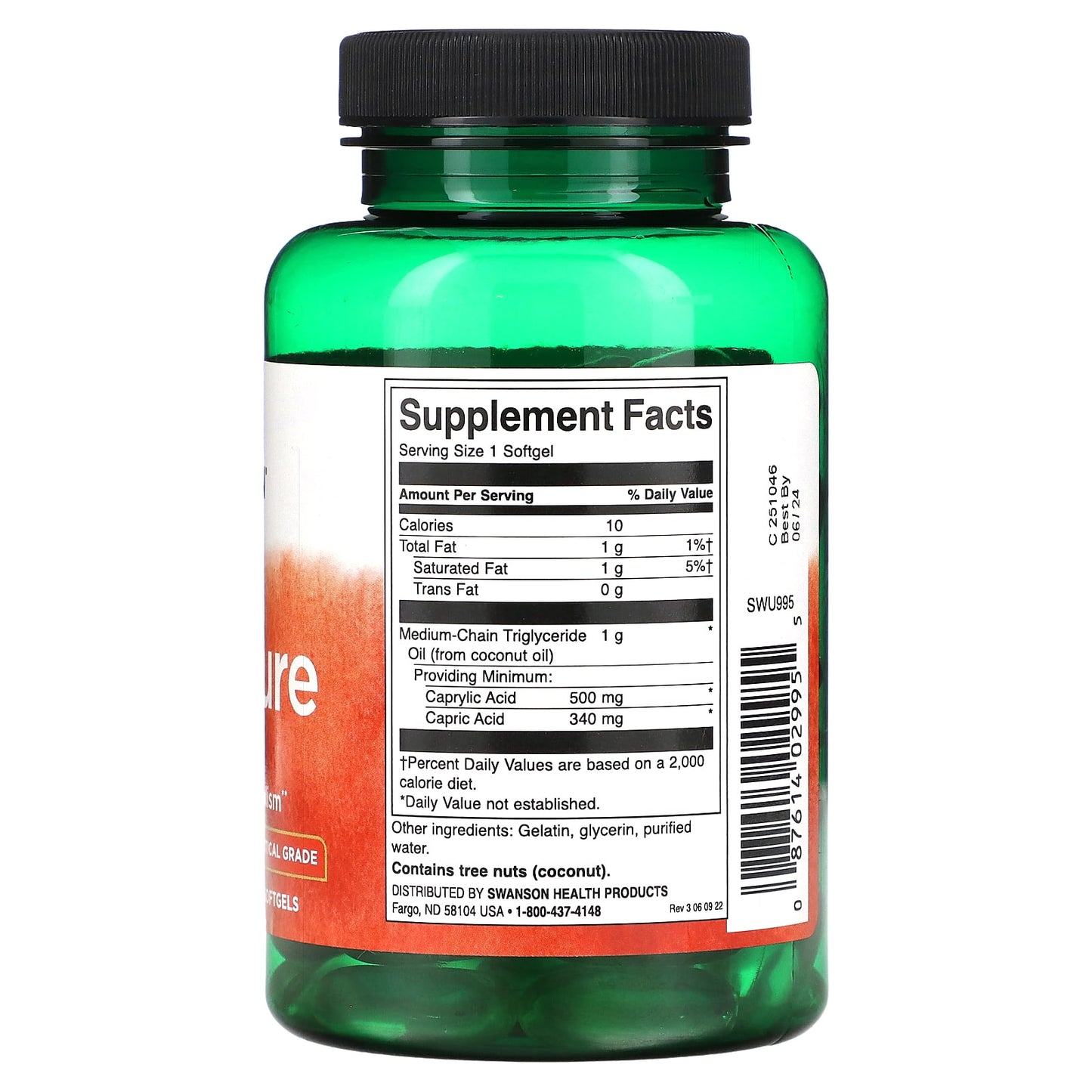 Swanson, MCT Pure, 1,000 mg , 90 Softgels - Image 2
