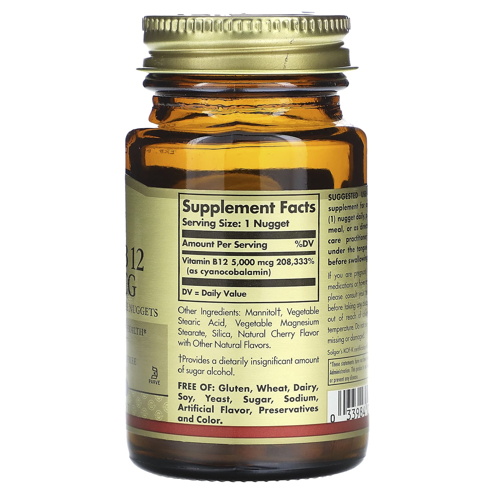 Solgar, Megasorb, Vitamin B12, 5,000 mcg, 30 Nuggets - Image 2