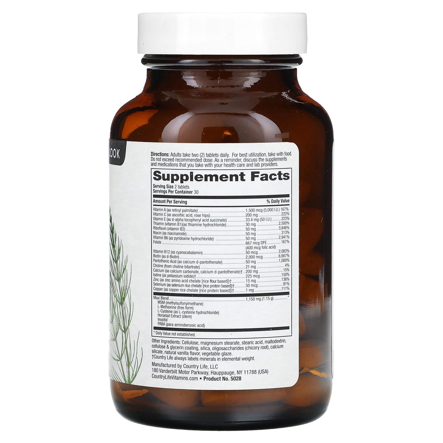 Country Life Maxi-Hair, Skin & Nails Supplement, 60 Tablets - Image 2