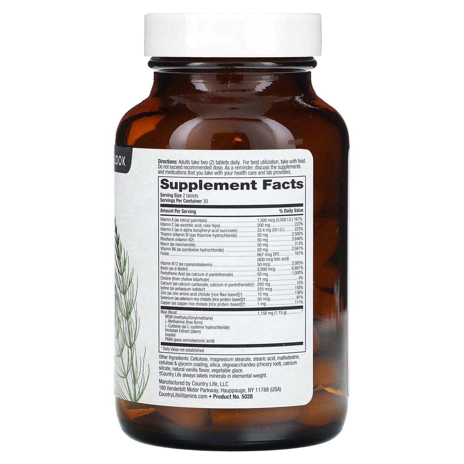 Country Life Maxi-Hair, Skin & Nails Supplement, 60 Tablets - Image 2