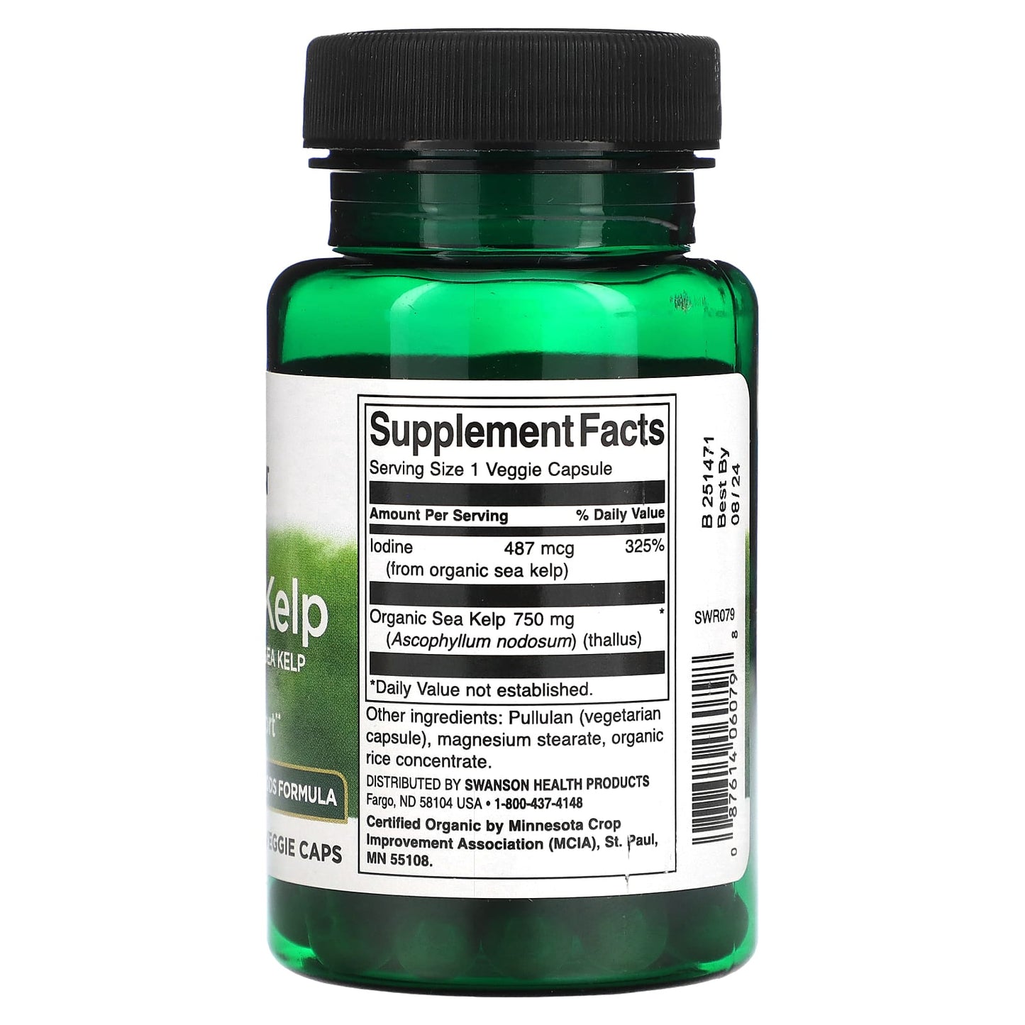 Swanson, Scottish Kelp, Made With Organic Sea Kelp, 750 mg, 30 Veggie Capsules - Image 2