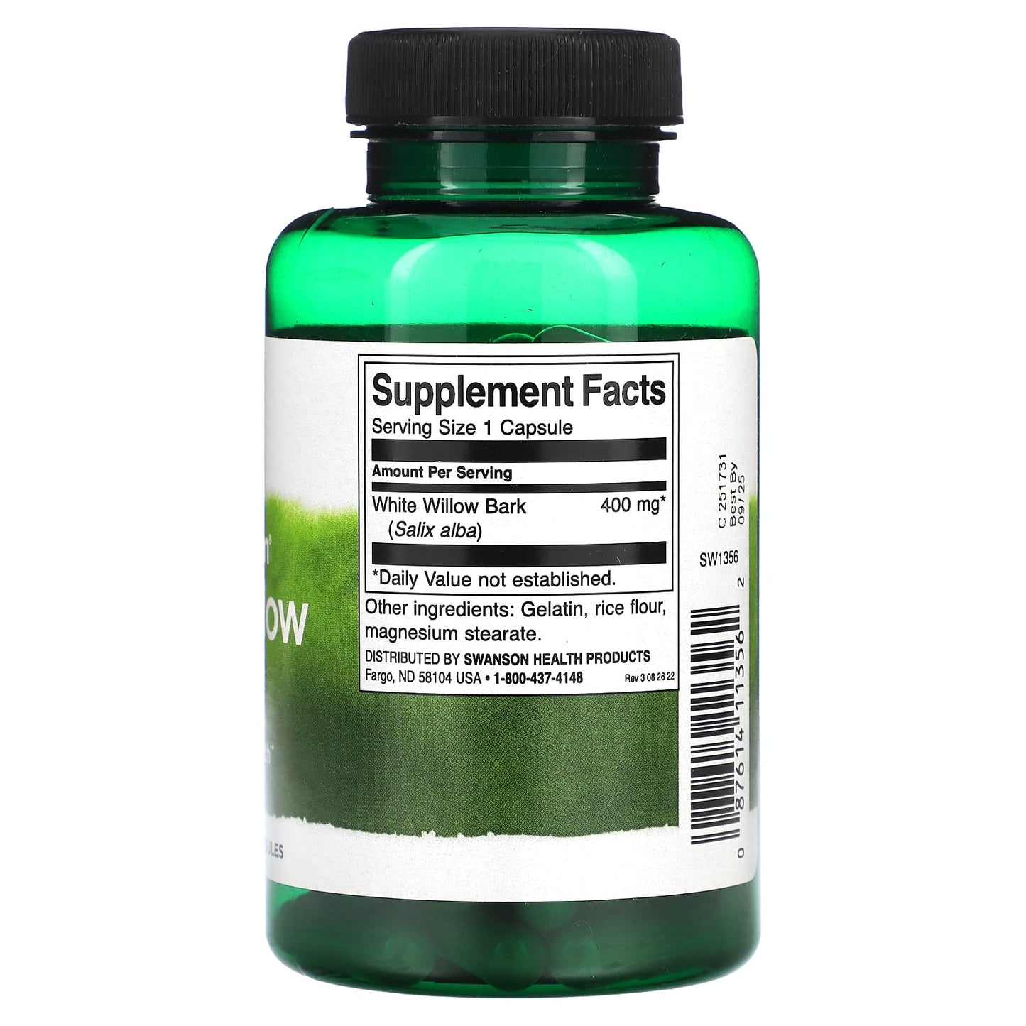 Swanson, Full Spectrum White Willow Bark, 400 mg, 90 Capsules - Image 2