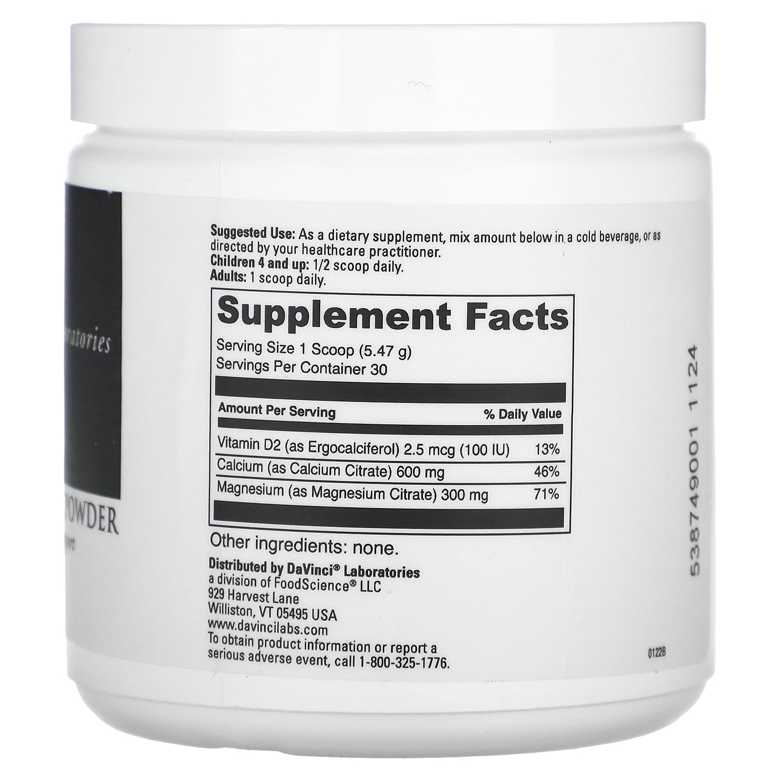 Support Bone Health with DaVinci Laboratories Cal-Mag Citrate Powder - Image 2