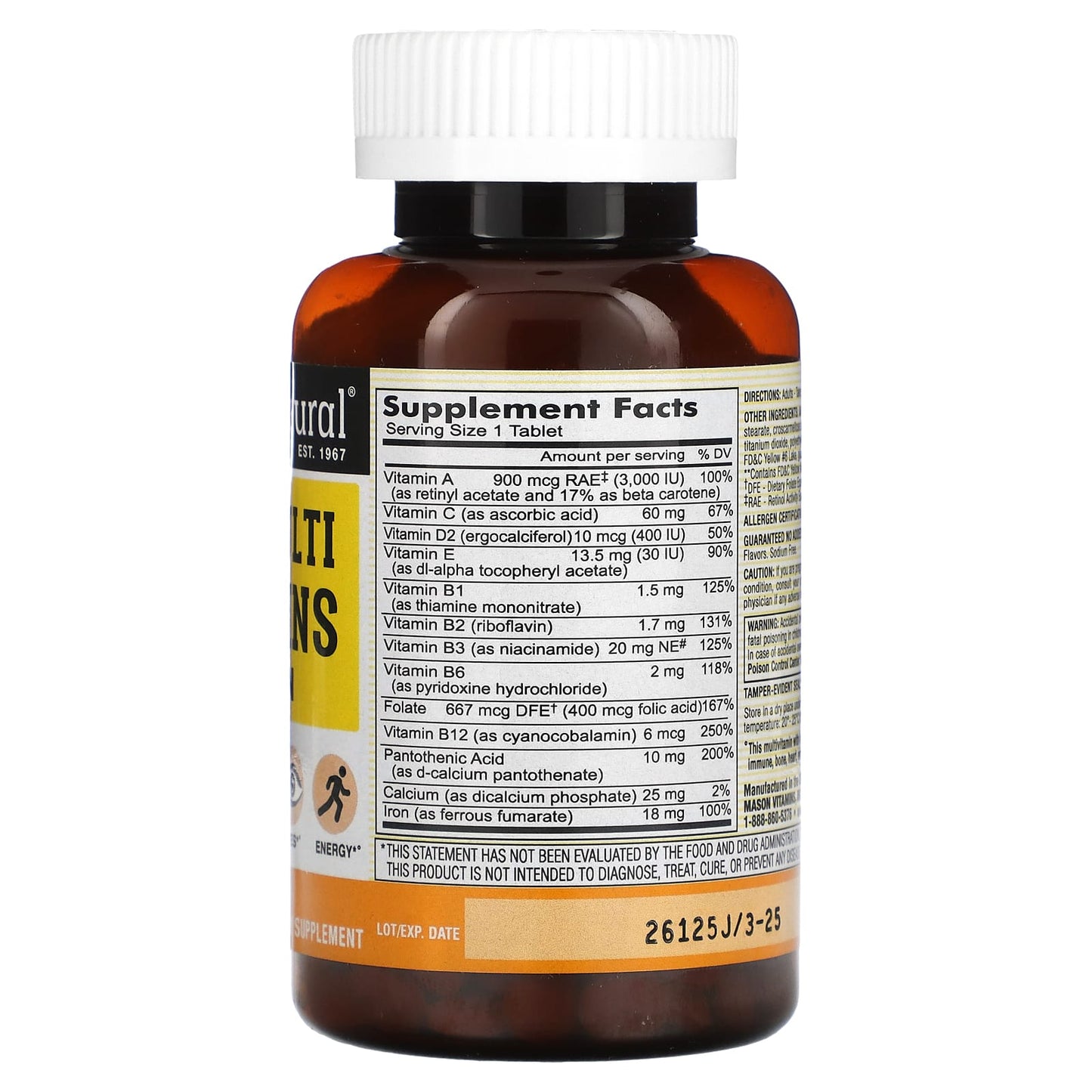 Mason Natural, Mini Multi Vitamins with Iron, 365 Mini Tablets - Image 2
