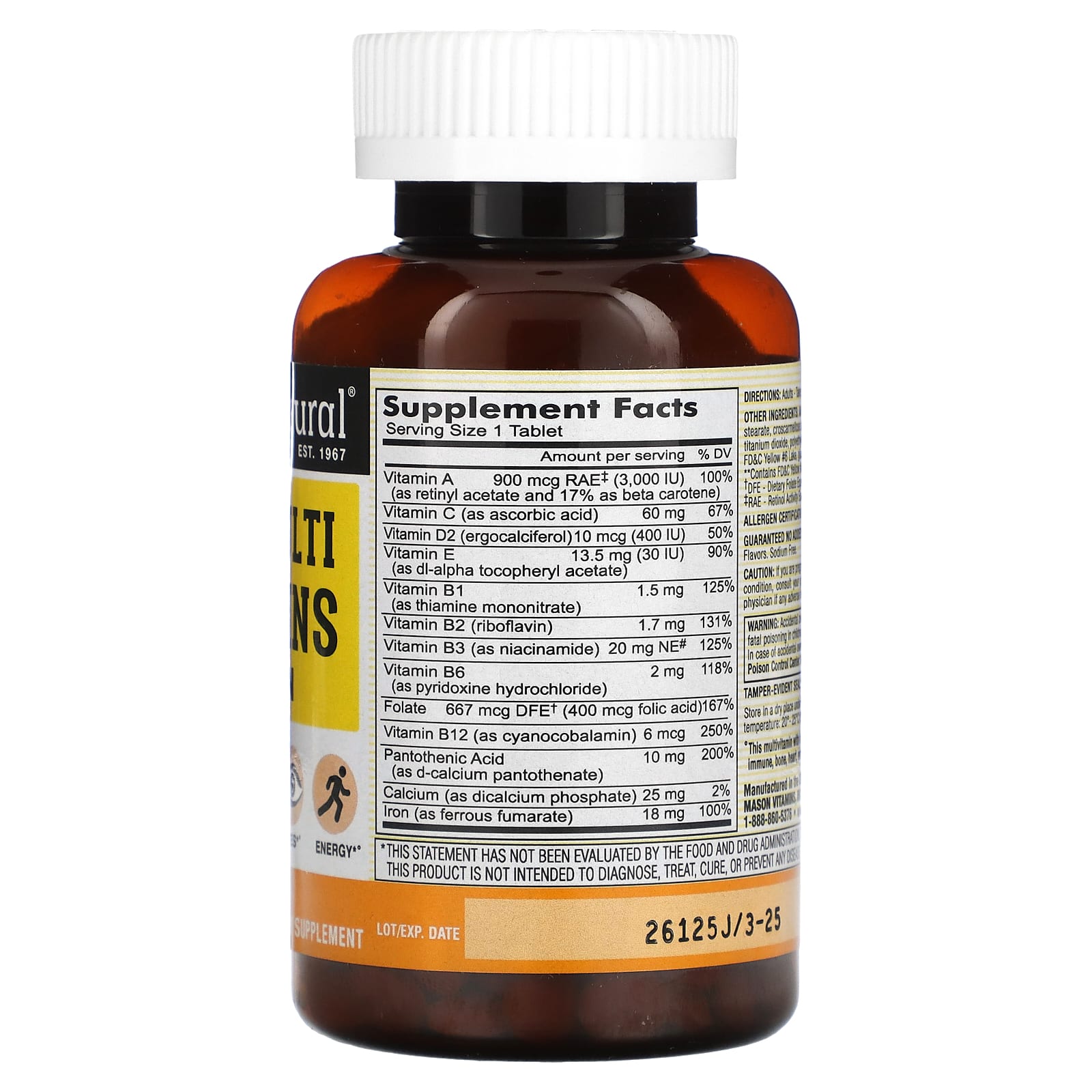 Mason Natural, Mini Multi Vitamins with Iron, 365 Mini Tablets - Image 2
